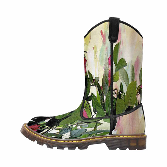 Vintage floral print, western lumber boots Design 22