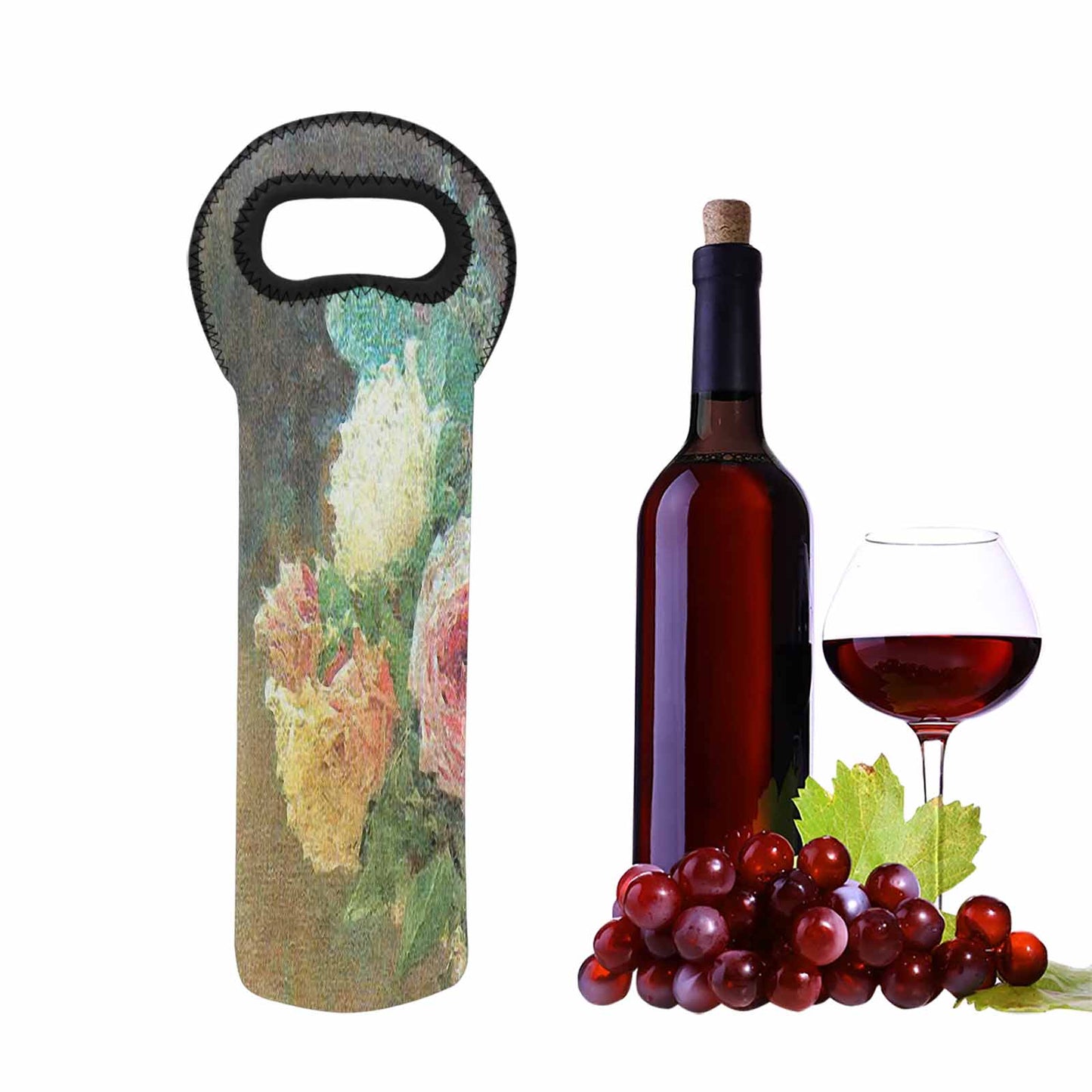 Vintage floral 1 bottle wine bag, Design 29