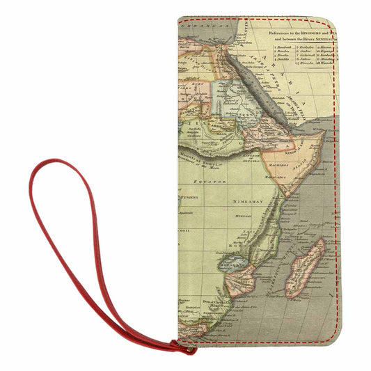 Antique Map design , womens wallet, clutch purse, Red TrimDesign 4