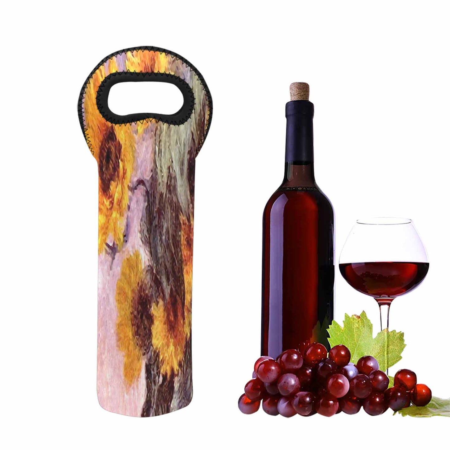 Vintage floral 1 bottle wine bag, Design 49