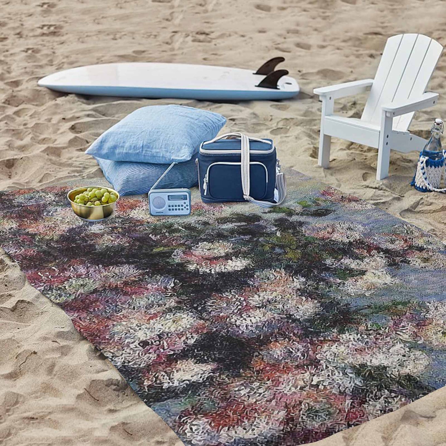 Vintage Floral waterproof picnic mat, 81 x 55in, Design 44