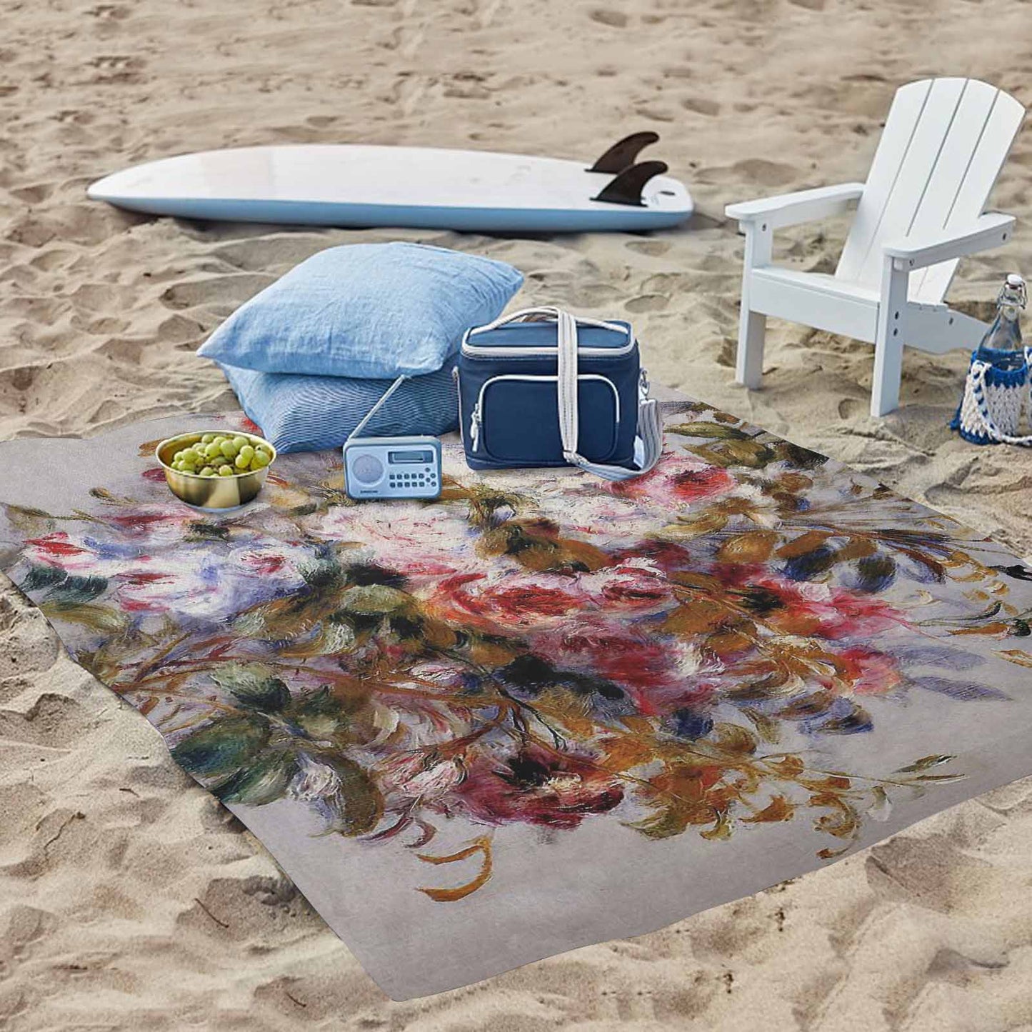 Vintage Floral waterproof picnic mat, 69 x 55in, Design 12