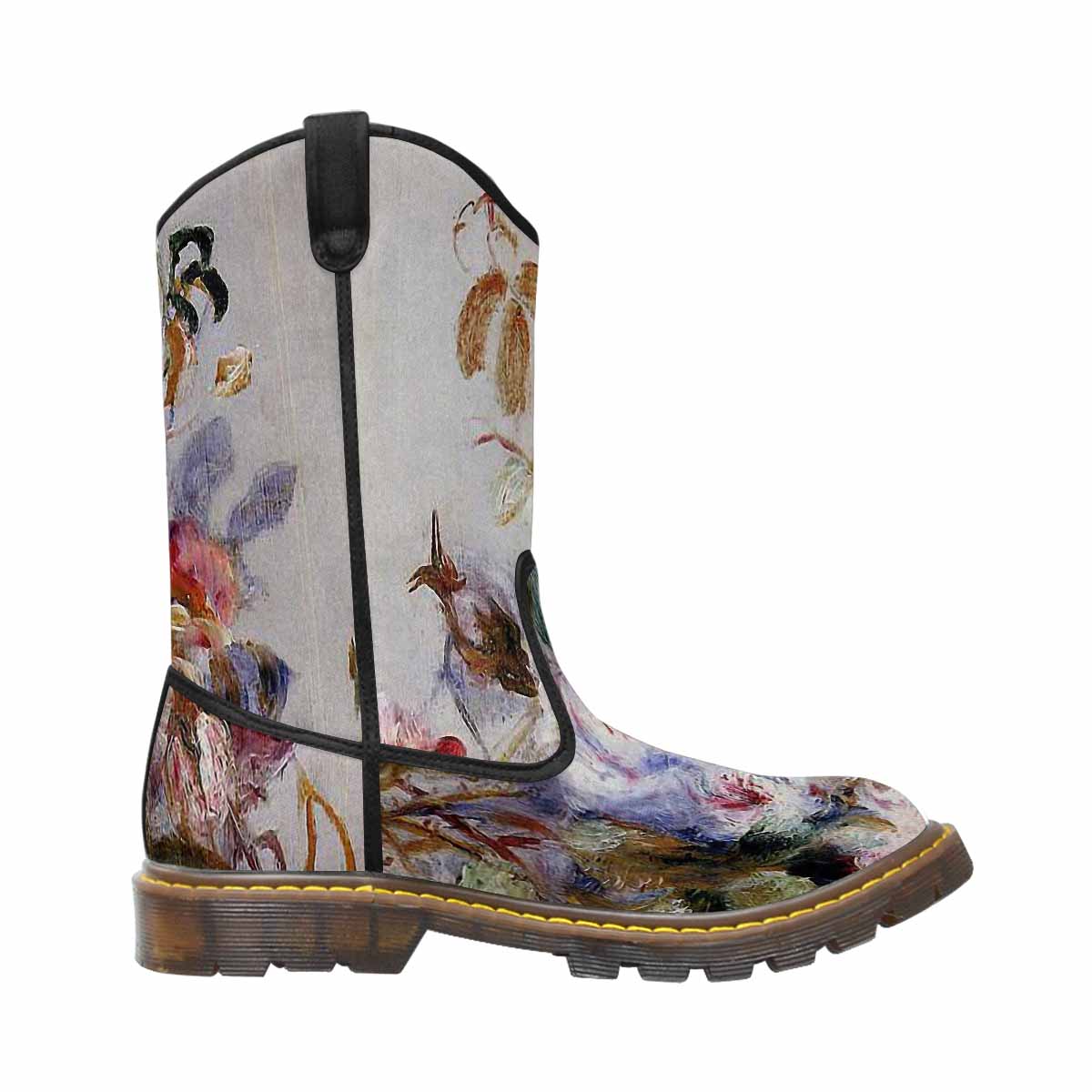 Vintage floral print, western lumber boots Design 12