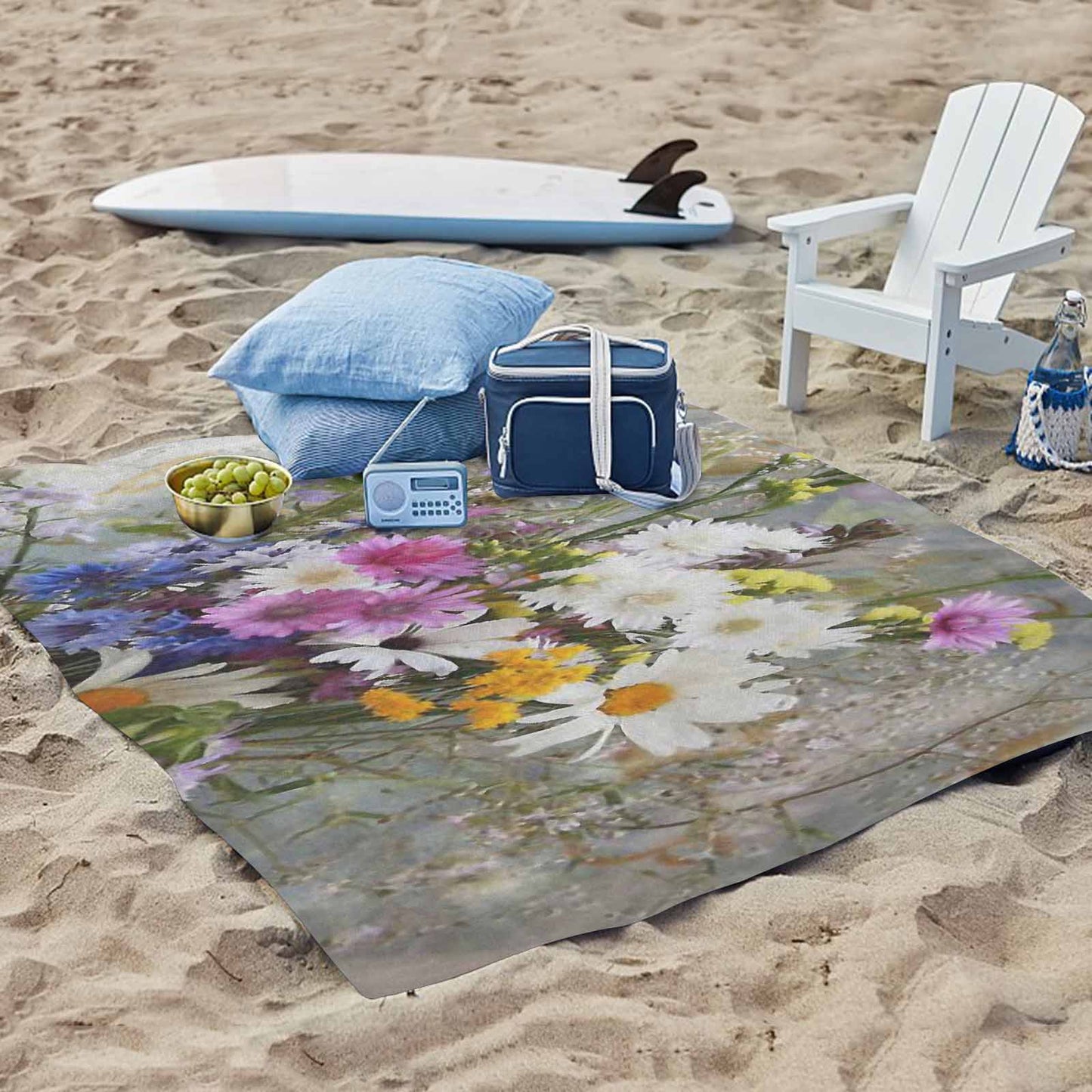 Vintage Floral waterproof picnic mat, 61 x 55in, Design 02