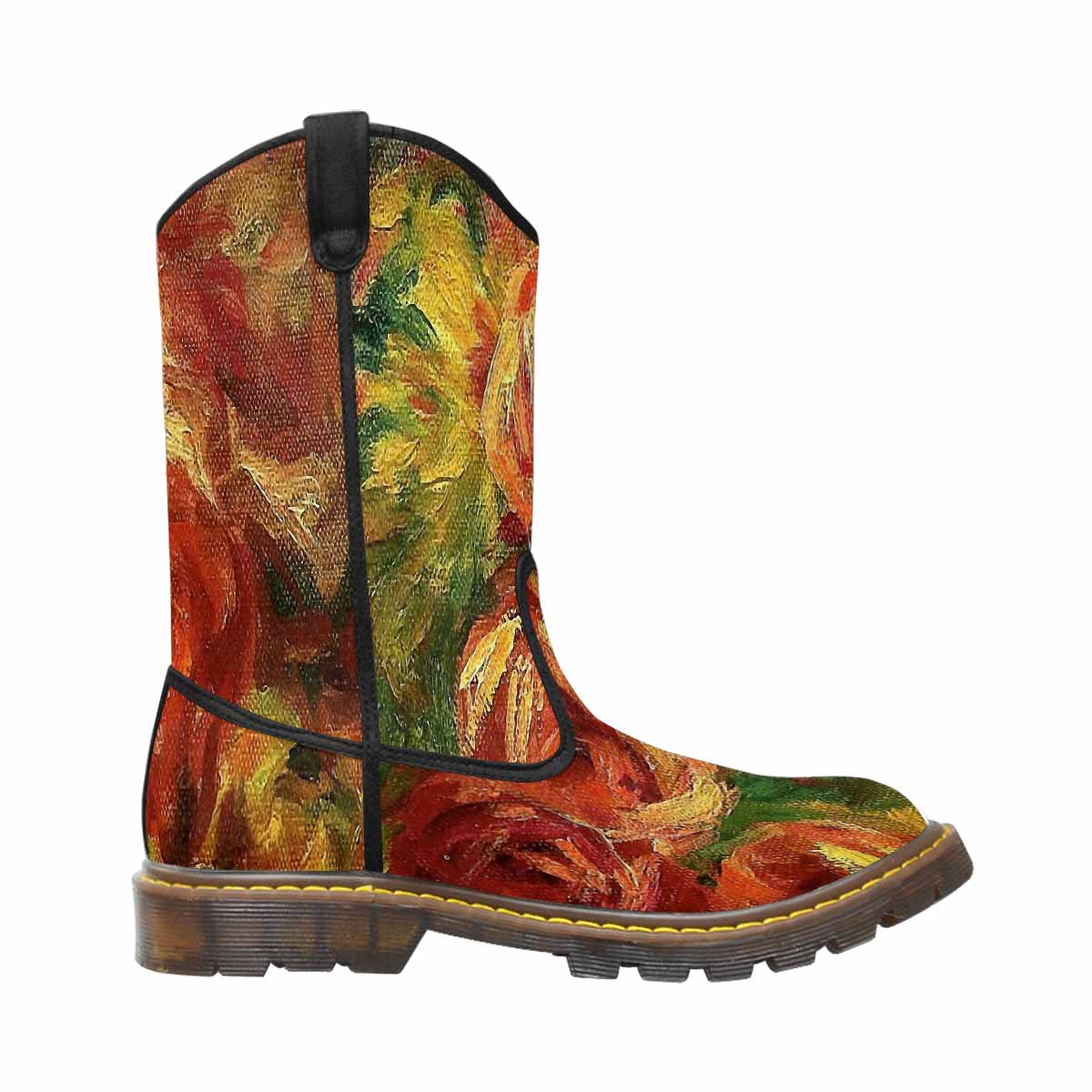 Vintage floral print, western lumber boots Design 18