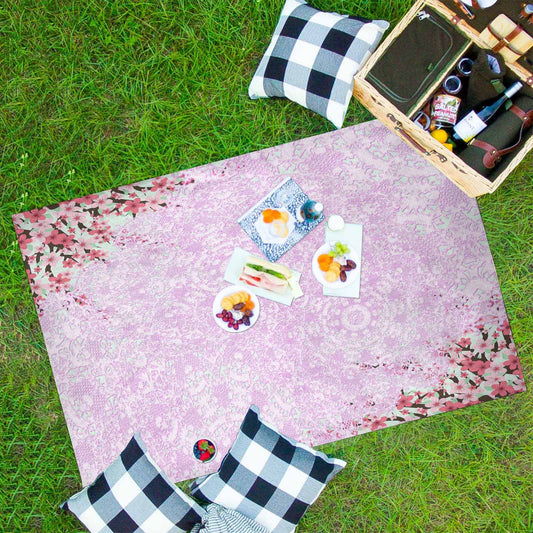 Victorian lace print waterproof picnic mat, 81 x 55in, design 09