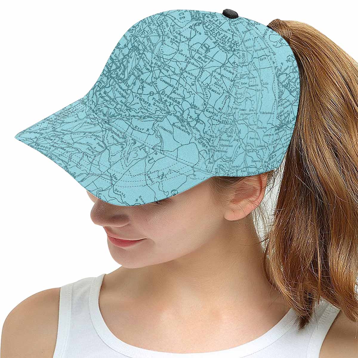 Antique Map design mens or womens deep snapback cap, trucker hat, Design 55