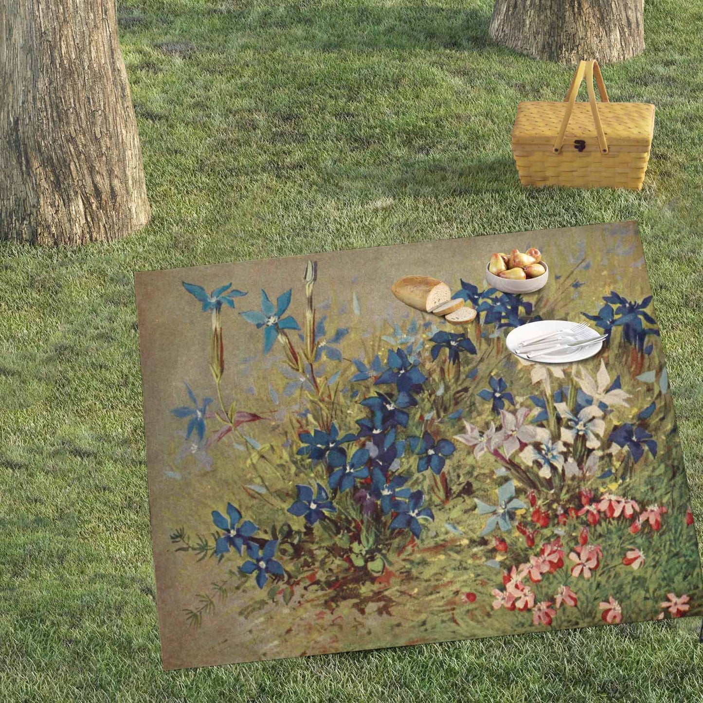 Vintage Floral waterproof picnic mat, 61 x 55in, Design 39