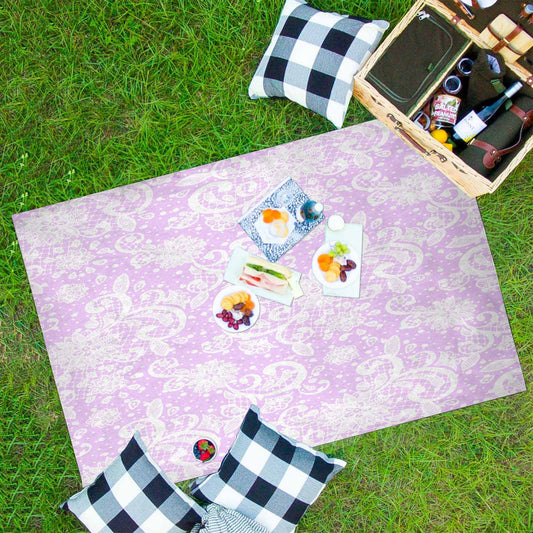 Victorian lace print waterproof picnic mat, 81 x 55in, design 06