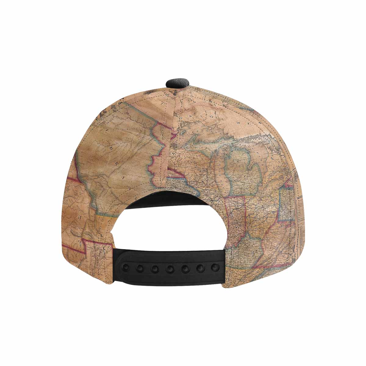 Antique Map design mens or womens deep snapback cap, trucker hat, Design 28