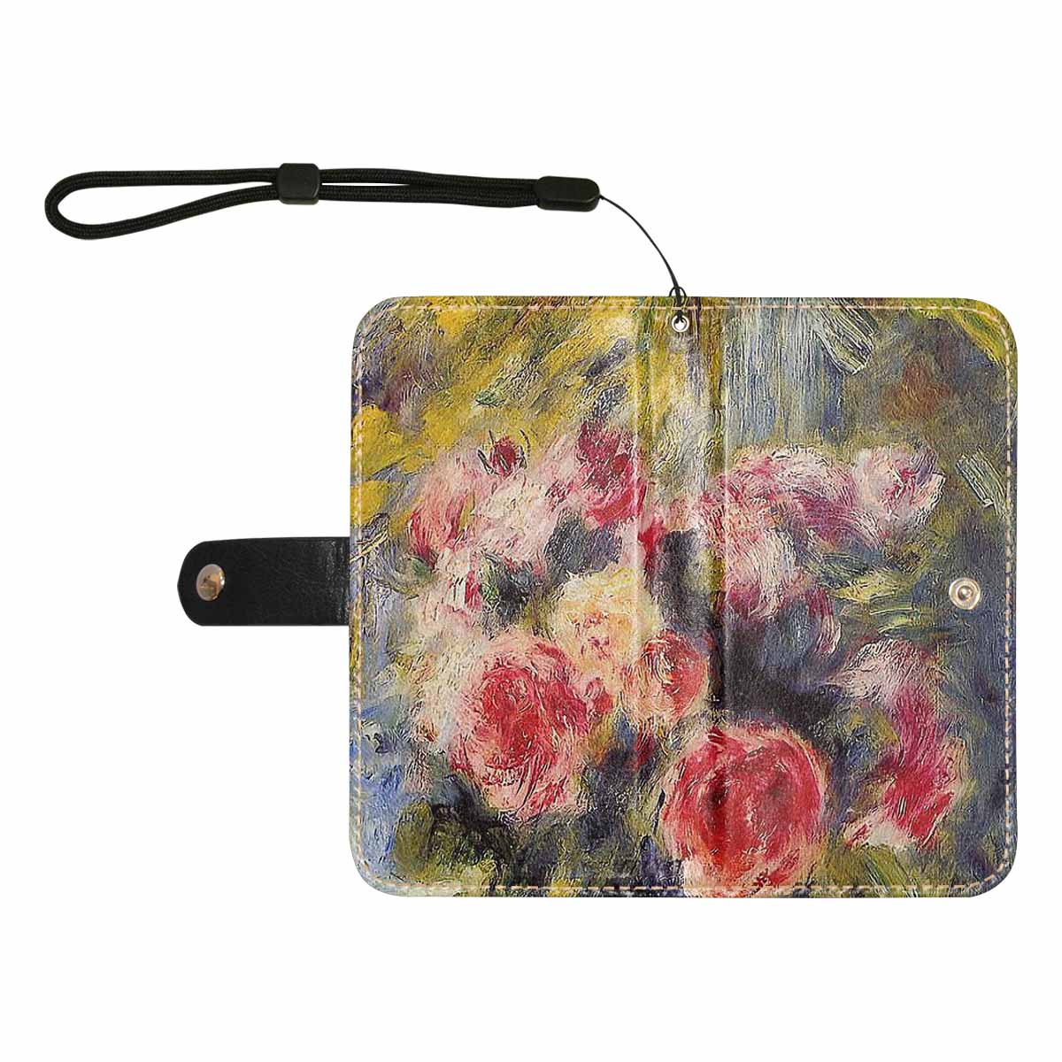 Vintage floral PU leather mobile phone purse, cell phone flip cover, Design 26