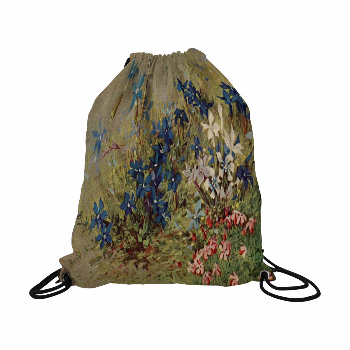 Vintage Floral print, DRAWSTRING BAG, LARGE, Design 39