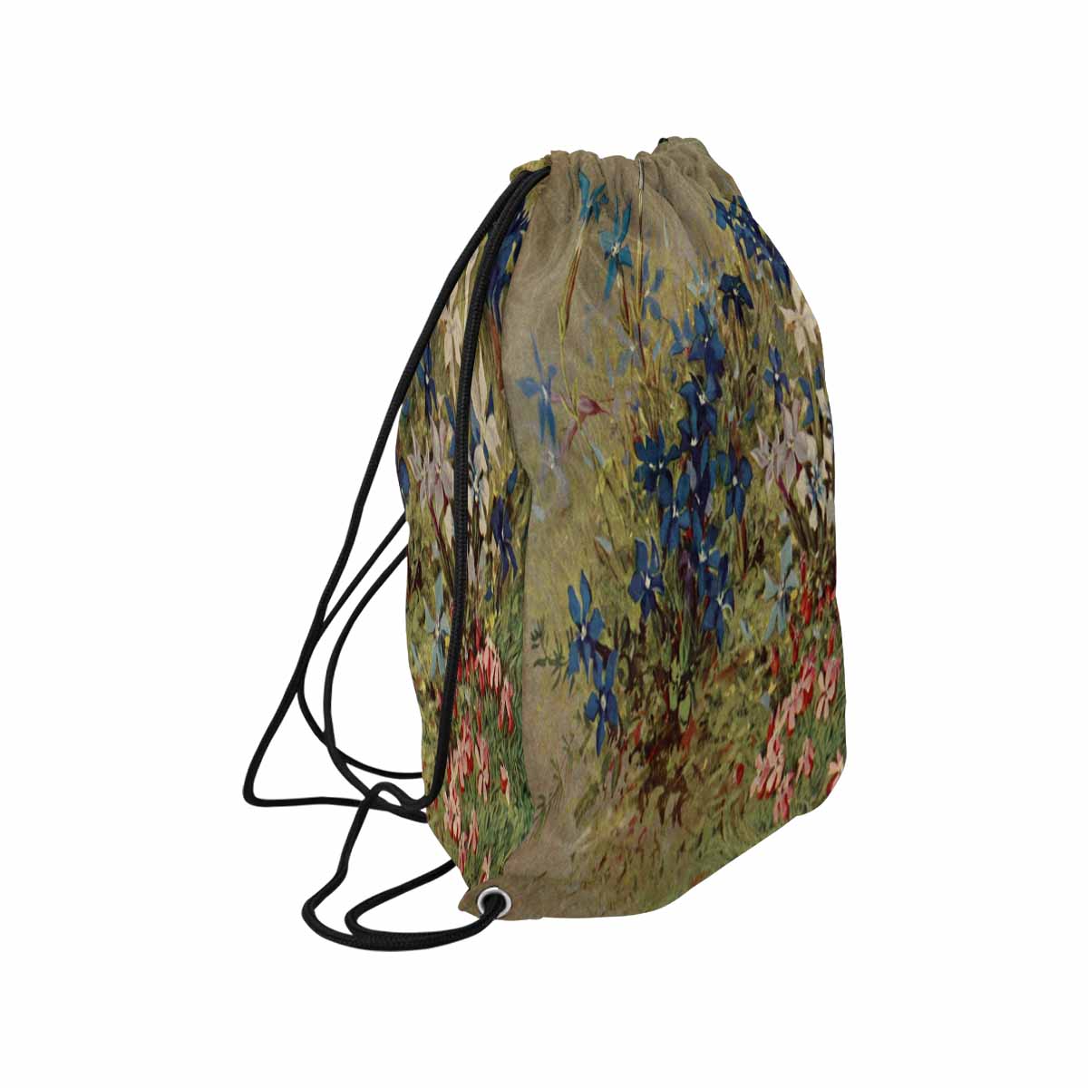 Vintage Floral print, DRAWSTRING BAG, LARGE, Design 39