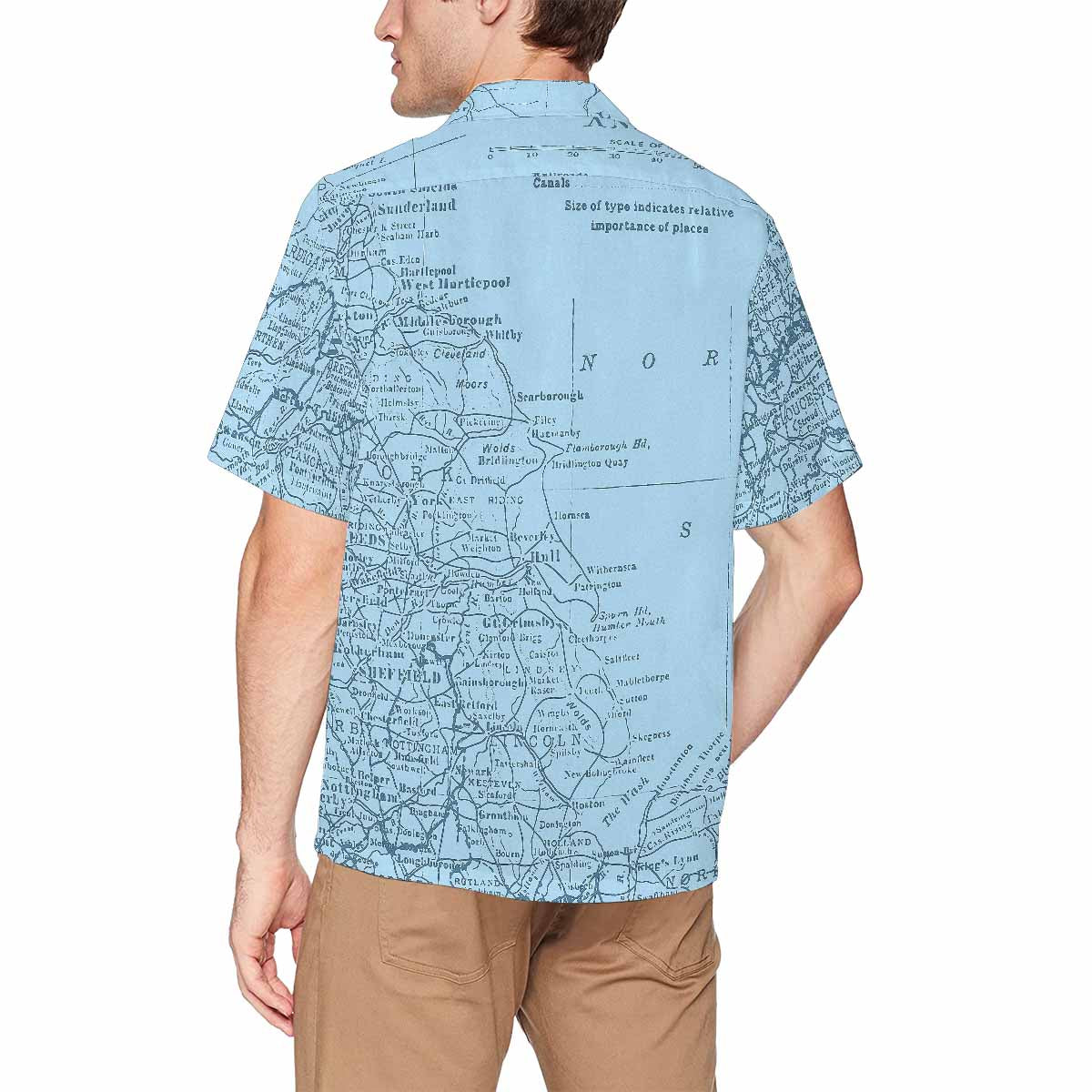 Antique Map design Hawaiian mens shirt, Design 50