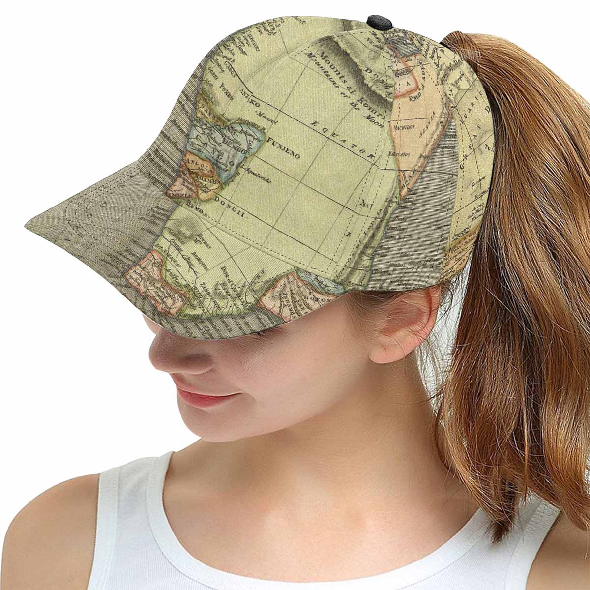 Antique Map design mens or womens deep snapback cap, trucker hat, Design 4