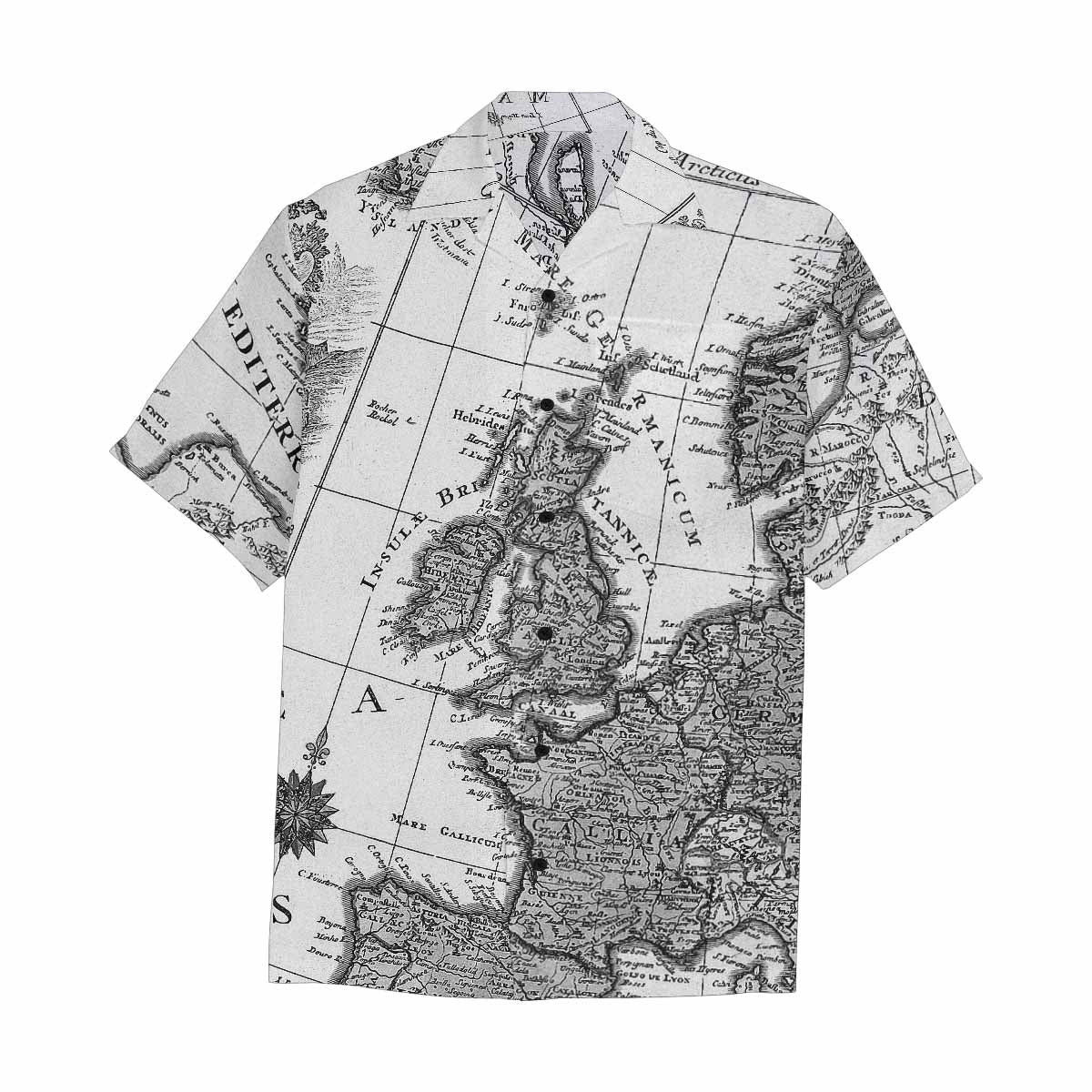 Antique Map design Hawaiian mens shirt, Design 41