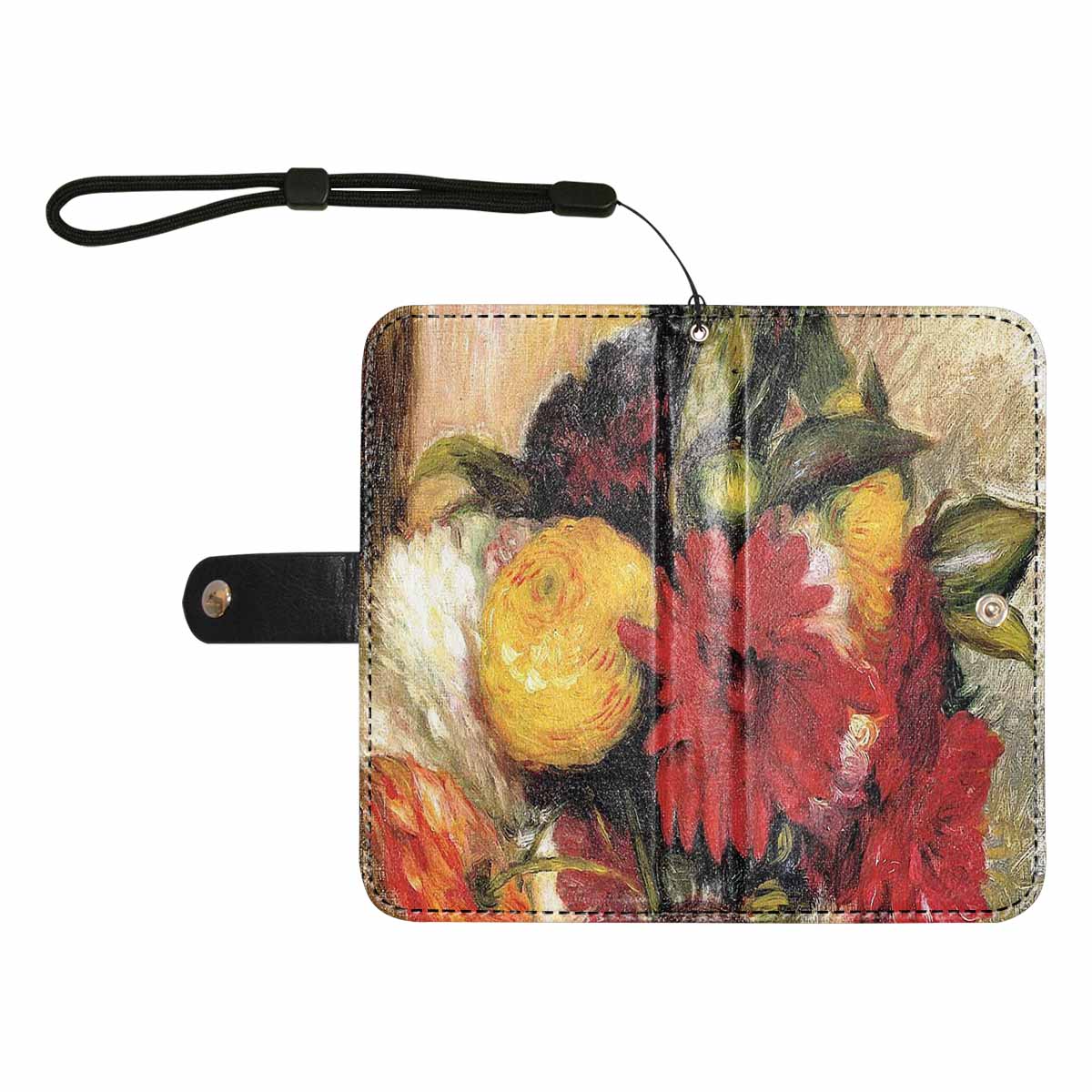 Vintage floral PU leather mobile phone purse, cell phone flip cover, Design 25