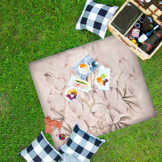 Vintage Floral waterproof picnic mat, 61 x 55in, Design 13x