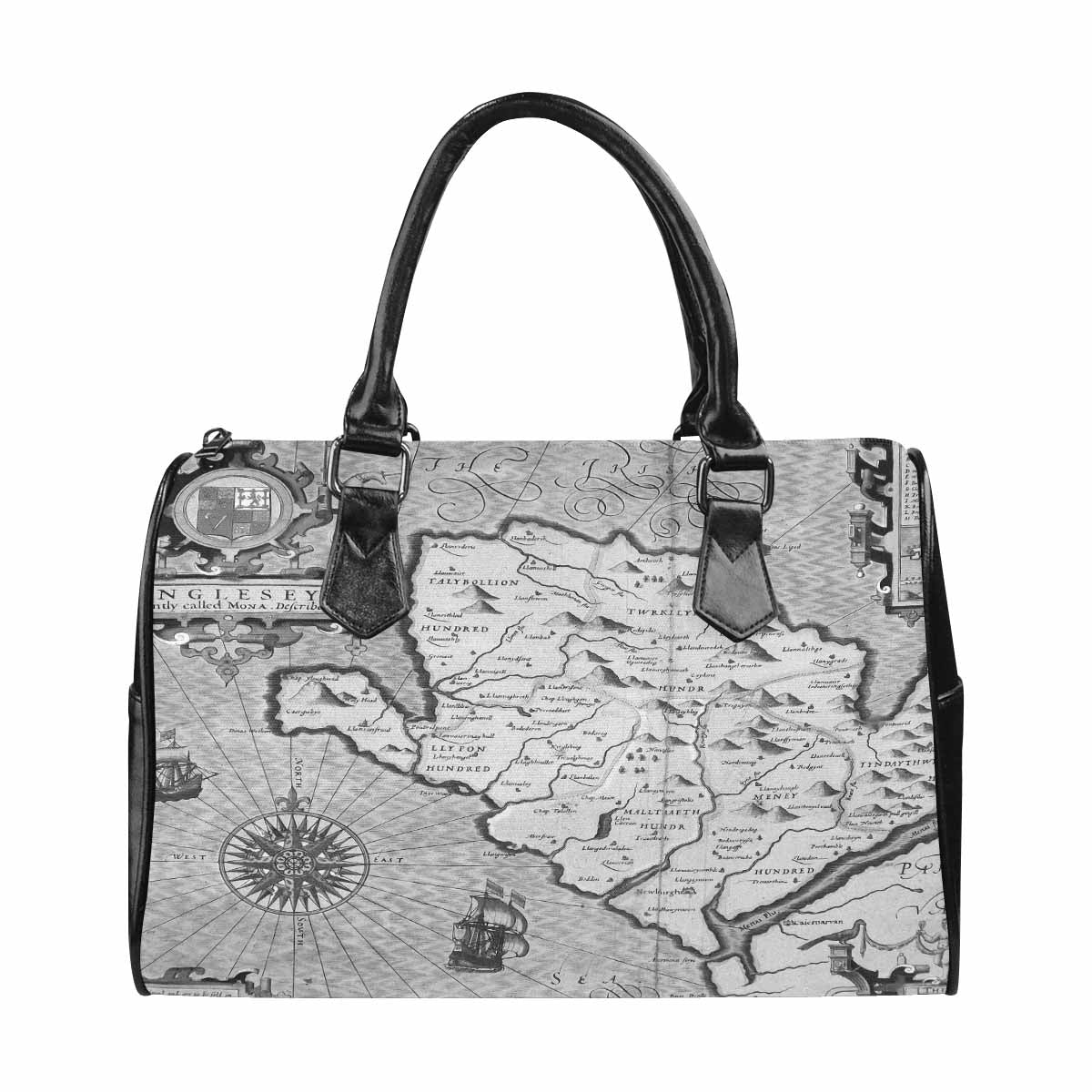 Antique Map design Boston handbag, Model 1695321, Design 11