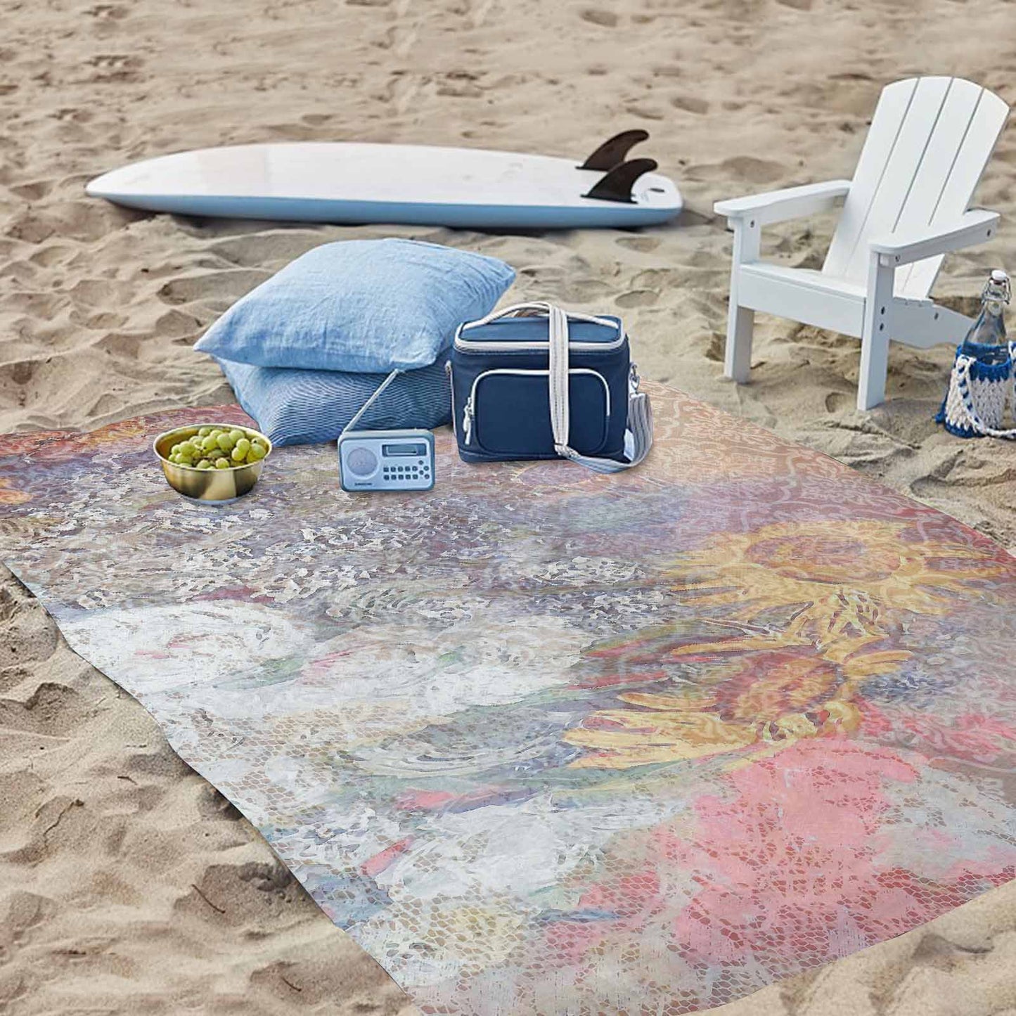 Vintage Floral waterproof picnic mat, 81 x 55in, Design 54x