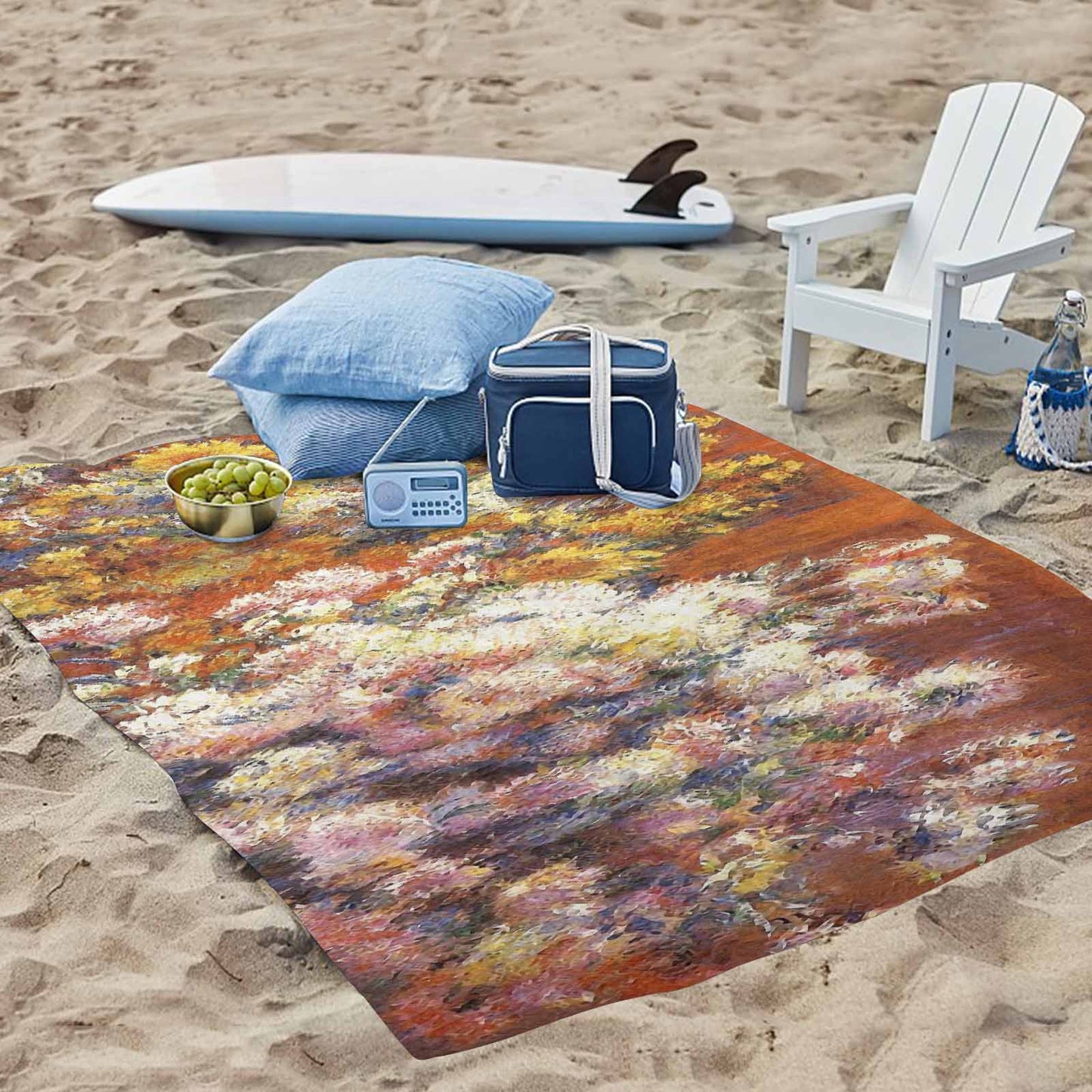 Vintage Floral waterproof picnic mat, 69 x 55in, Design 57