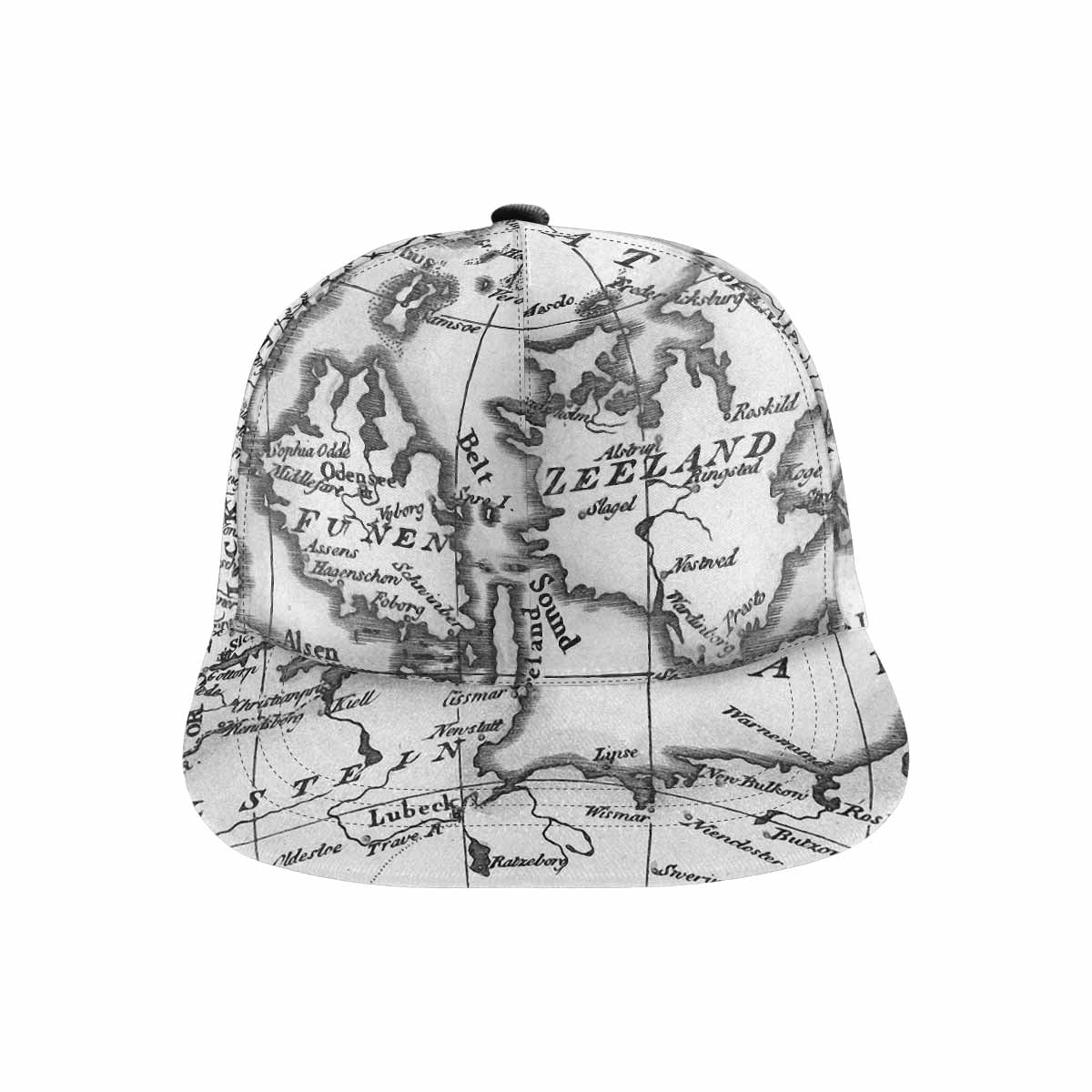 Antique Map design mens or womens deep snapback cap, trucker hat, Design 32