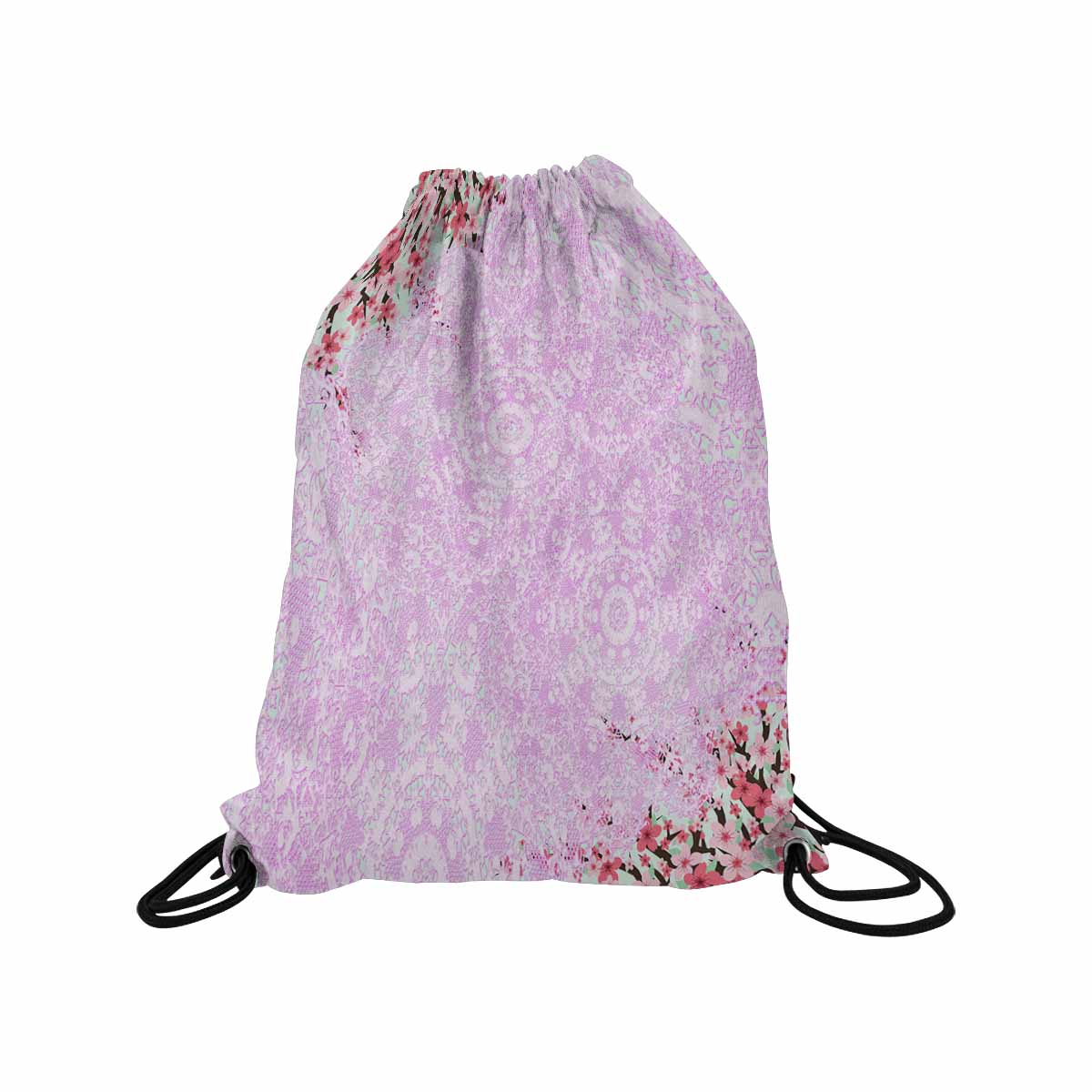 Victorian lace print, DRAWSTRING BAG, MEDIUM, design 09