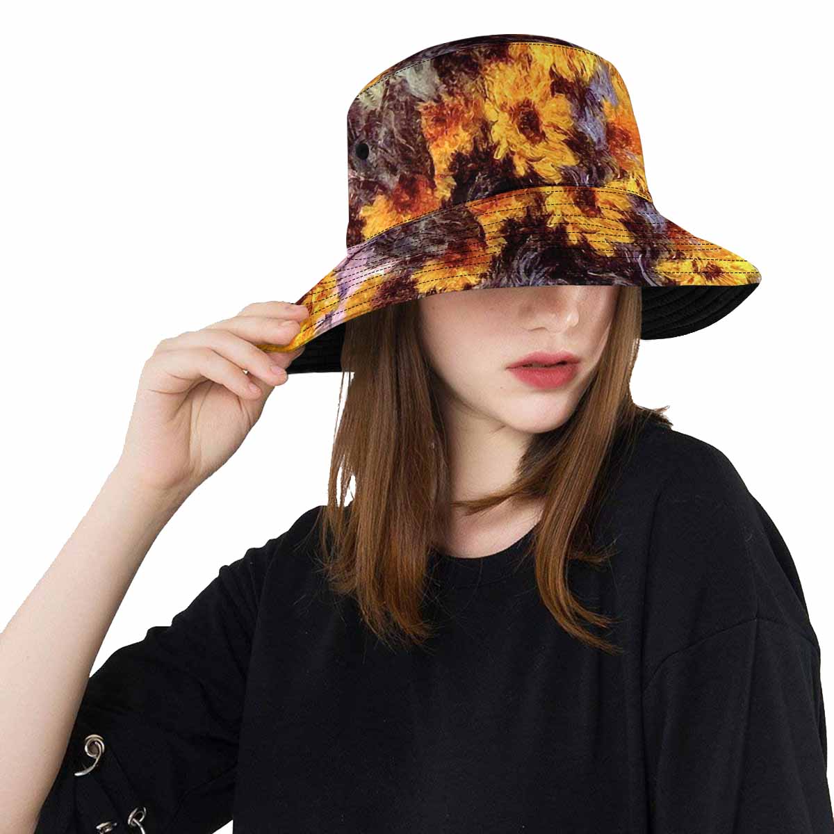 Vintage floral unisex bucket boonie Hat, outdoors hat, Design 49