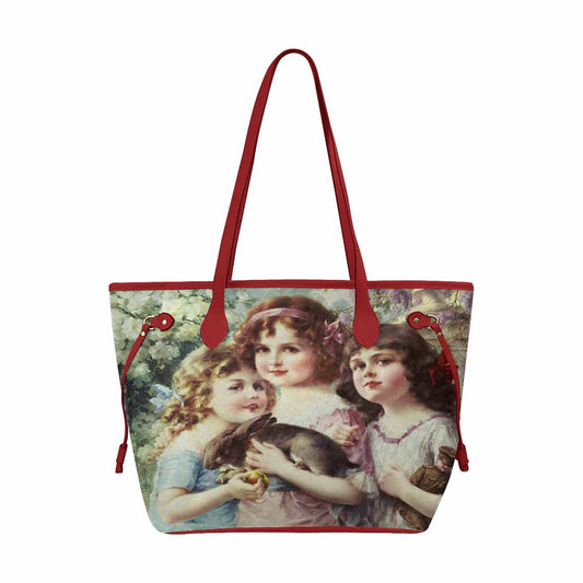 Victorian Lady Design Handbag, Model 1695361, The Three Graces #1, RED TRIM