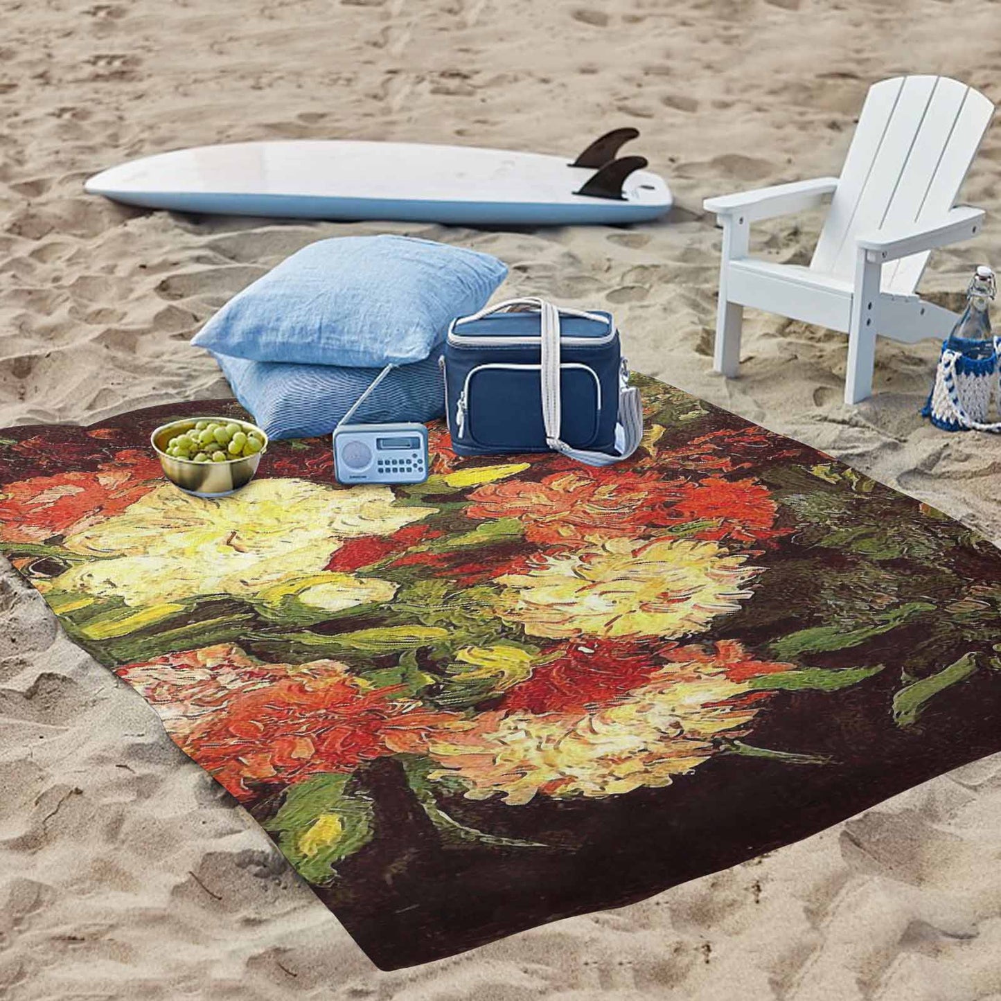 Vintage Floral waterproof picnic mat, 69 x 55in, Design 33