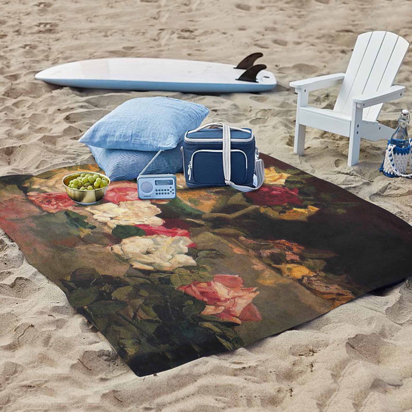 Vintage Floral waterproof picnic mat, 61 x 55in, Design 37