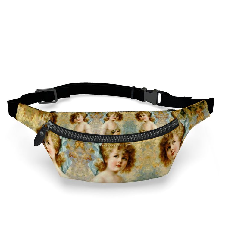 Victorian Girl design print, design Girl Holding a Nest, 100% luxury leather Fanny Pack