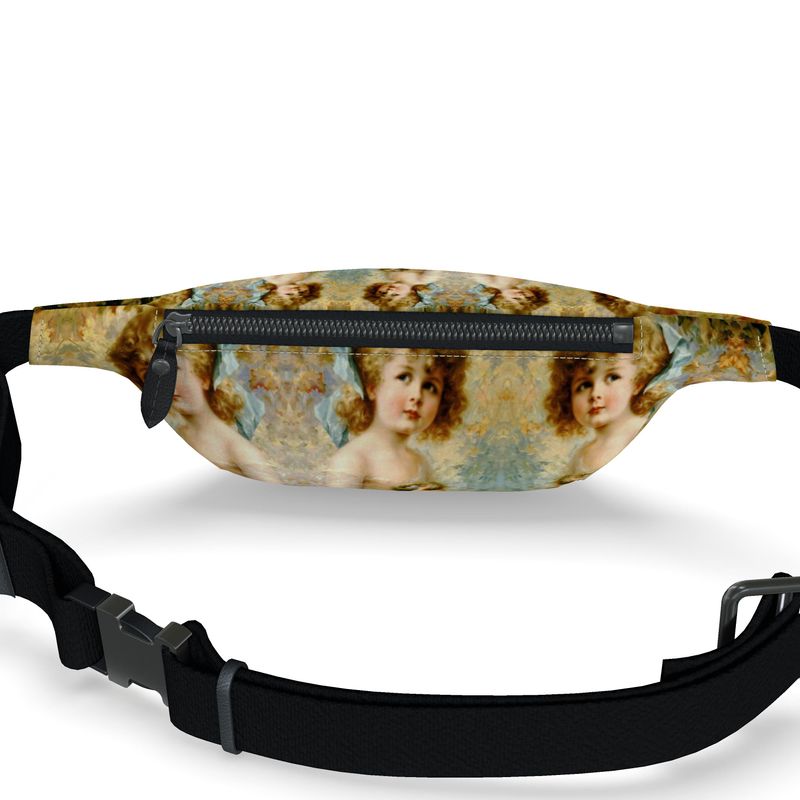 Victorian Girl design print, design Girl Holding a Nest, 100% luxury leather Fanny Pack