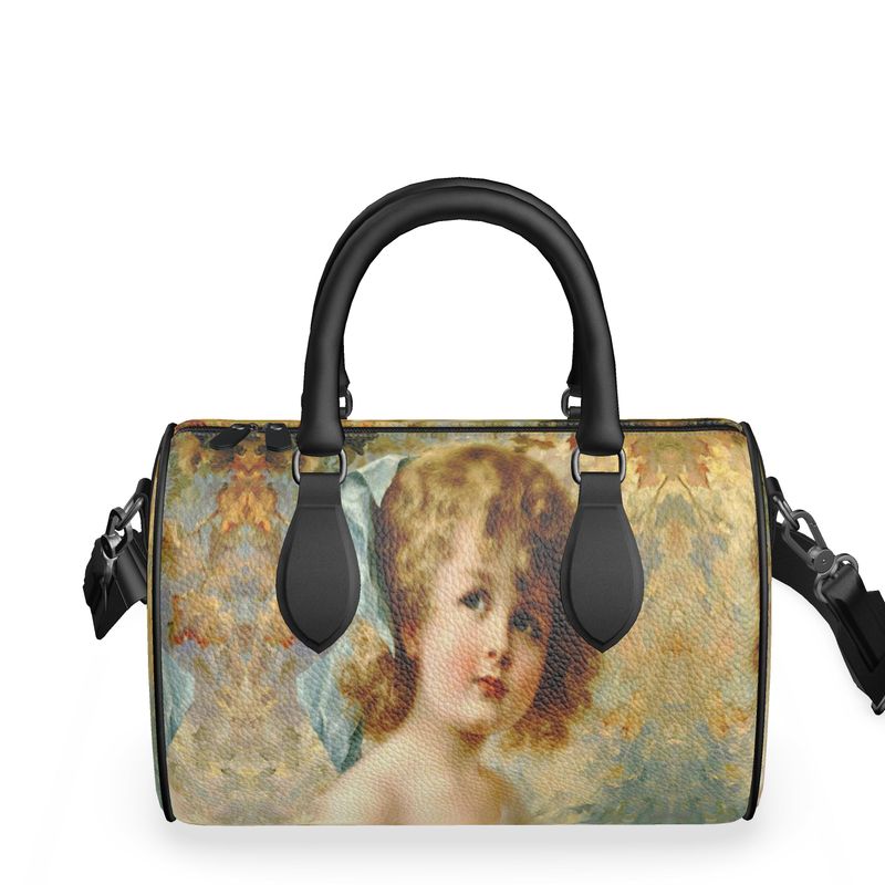 Victorian Girl design print, design Girl Holding a Nest,100% leather Denbigh Duffle Bag