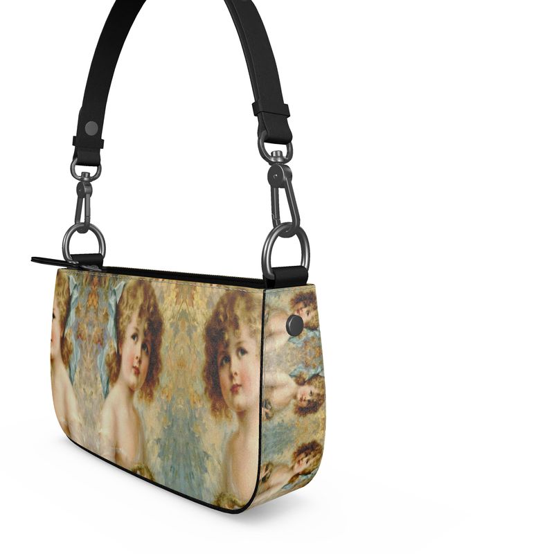 Victorian Girl design print, design Girl Holding a Nest, 100% luxury leather Zip Box Bag