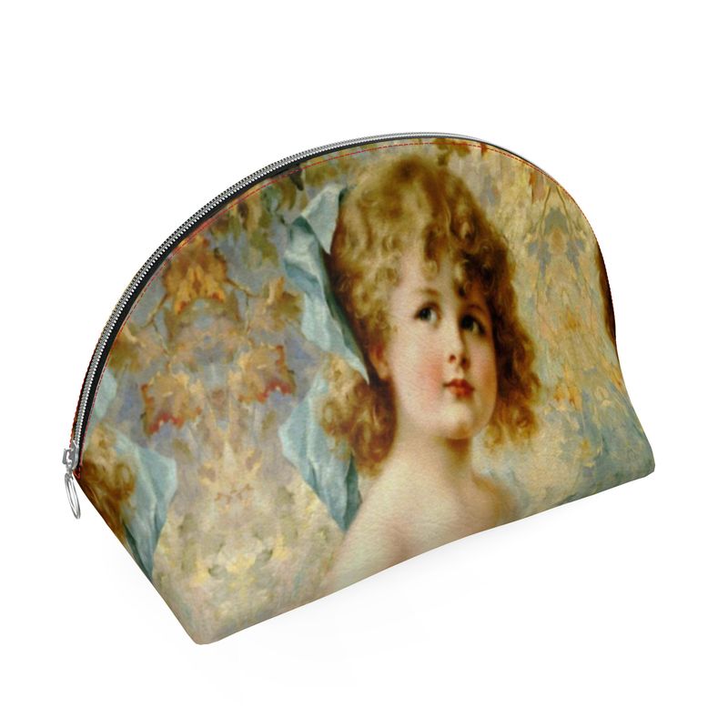 Victorian Girl design print, design Girl Holding a Nest, 100% luxury leather Shell Coin Purse