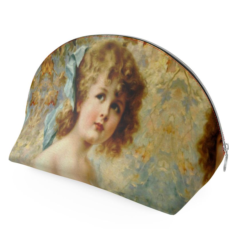 Victorian Girl design print, design Girl Holding a Nest, 100% luxury leather Shell Coin Purse