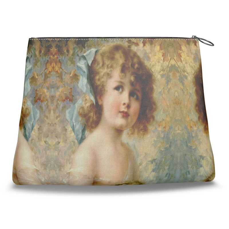 Victorian Girl design print, design Girl Holding a Nest, 100% luxury leather Clutch Purse