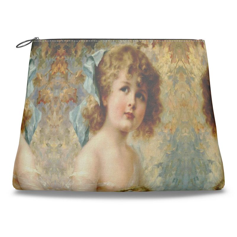 Victorian Girl design print, design Girl Holding a Nest, 100% luxury leather Clutch Purse