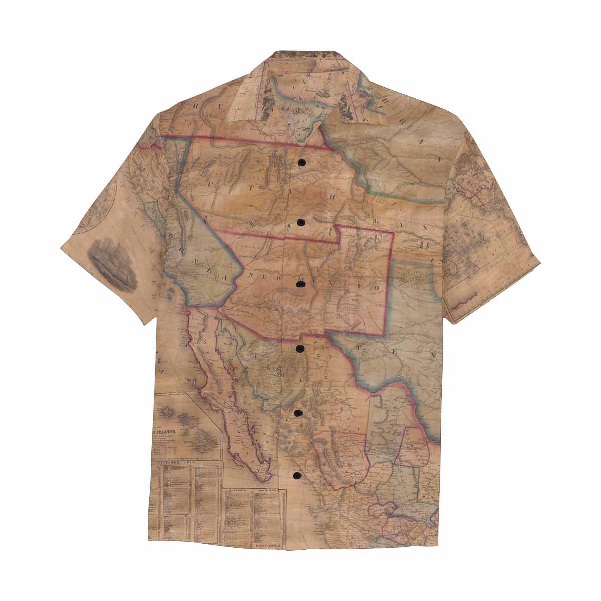 Antique Map design Hawaiian mens shirt, Design 28