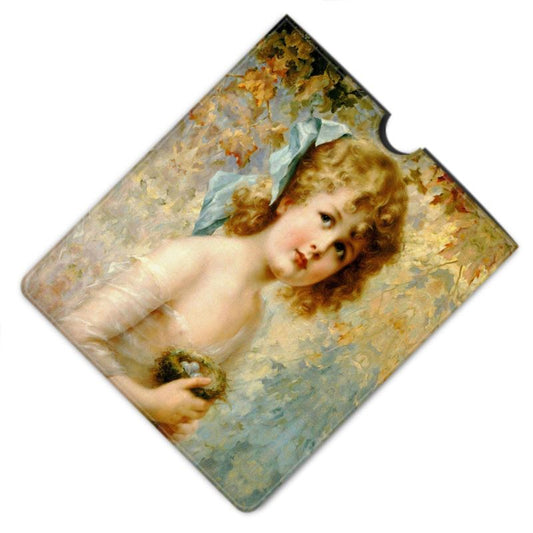 Victorian Girl design print, design Girl Holding a Nest, 100% luxury Leather iPad Case