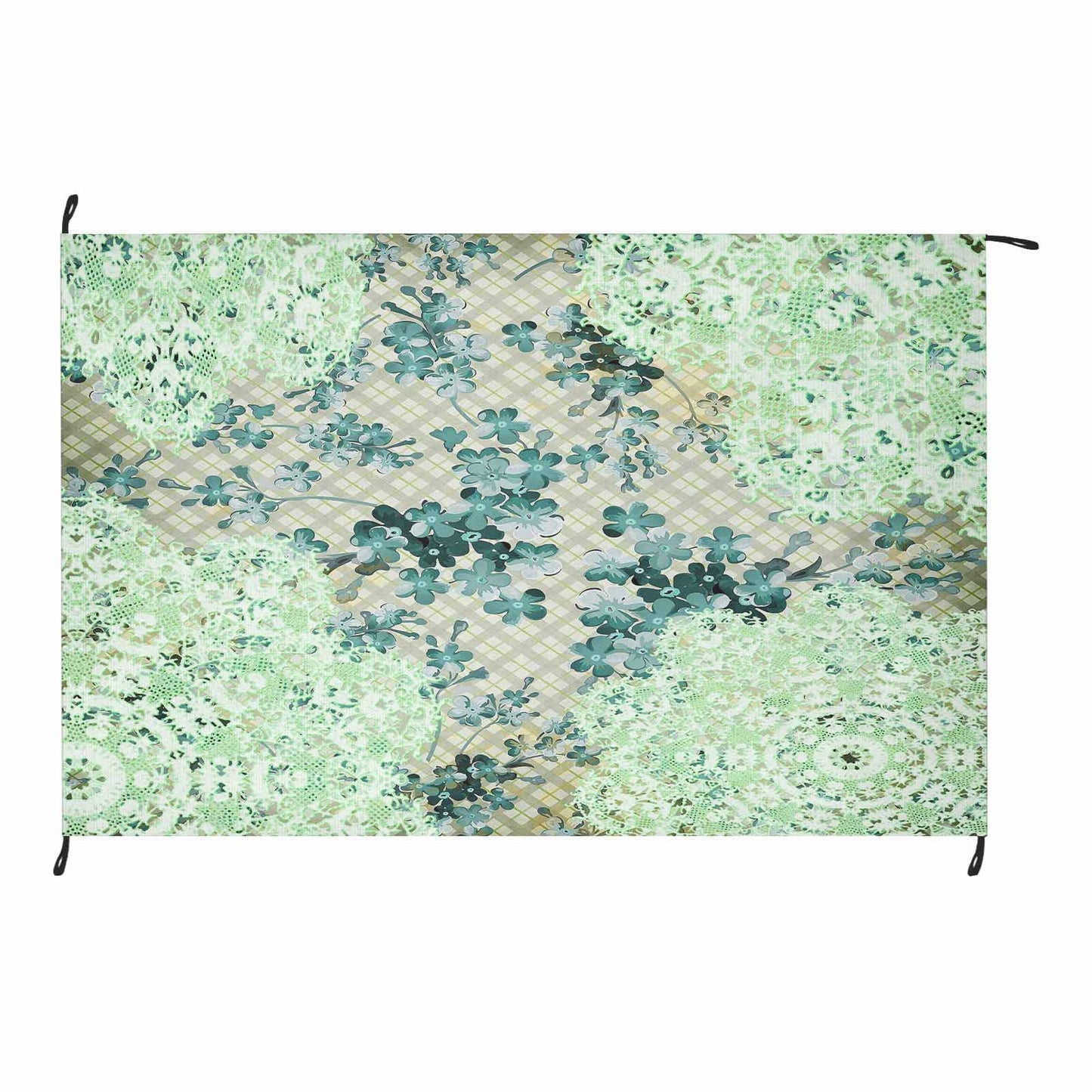 Victorian lace print waterproof picnic mat, 81 x 55in, design 53