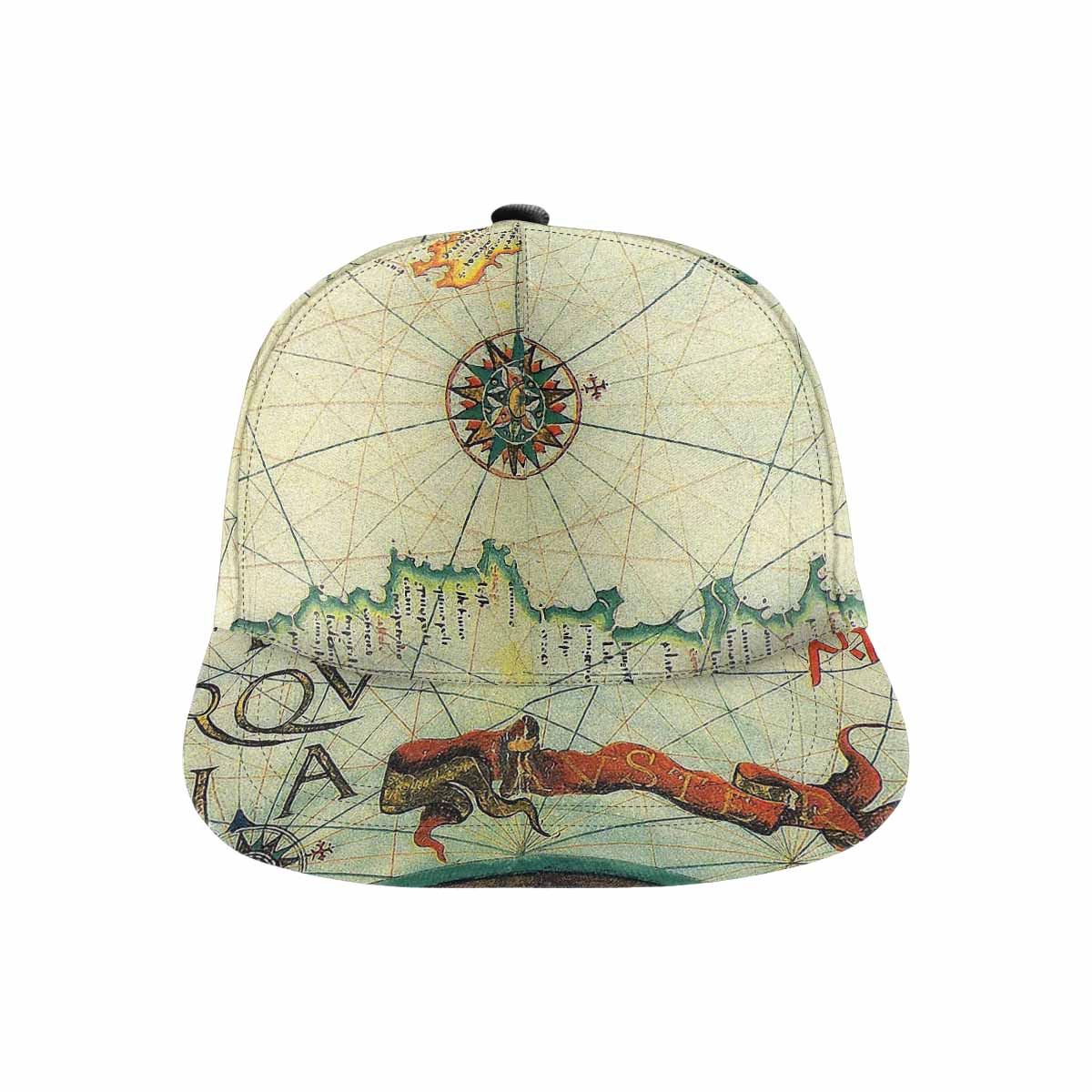 Antique Map design mens or womens deep snapback cap, trucker hat, Design 33