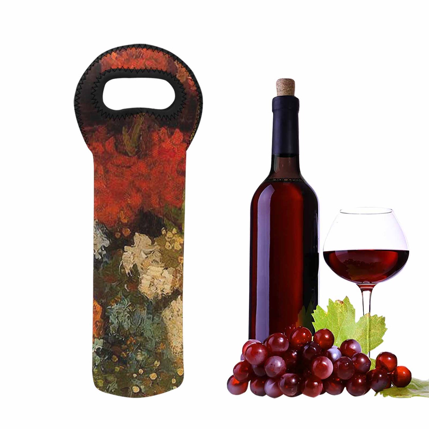 Vintage floral 1 bottle wine bag, Design 31