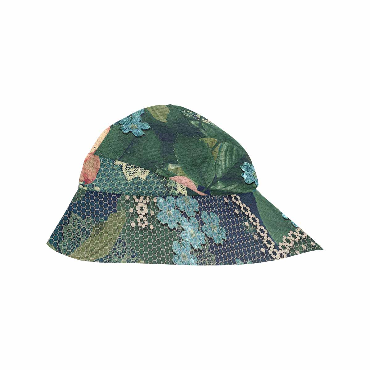 Victorian lace print, wide brim sunvisor Hat, outdoors hat, design 01