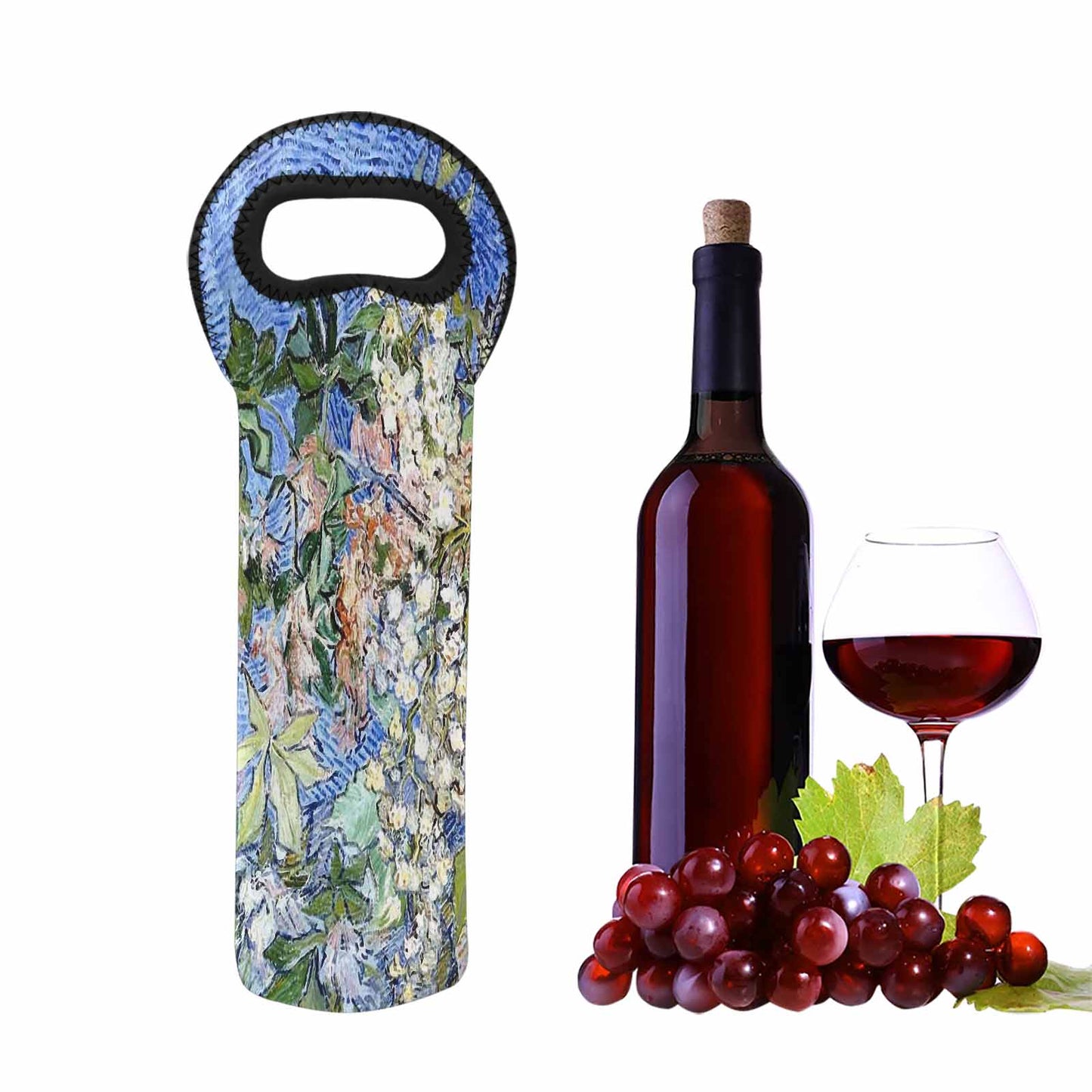 Vintage floral 1 bottle wine bag, Design 04