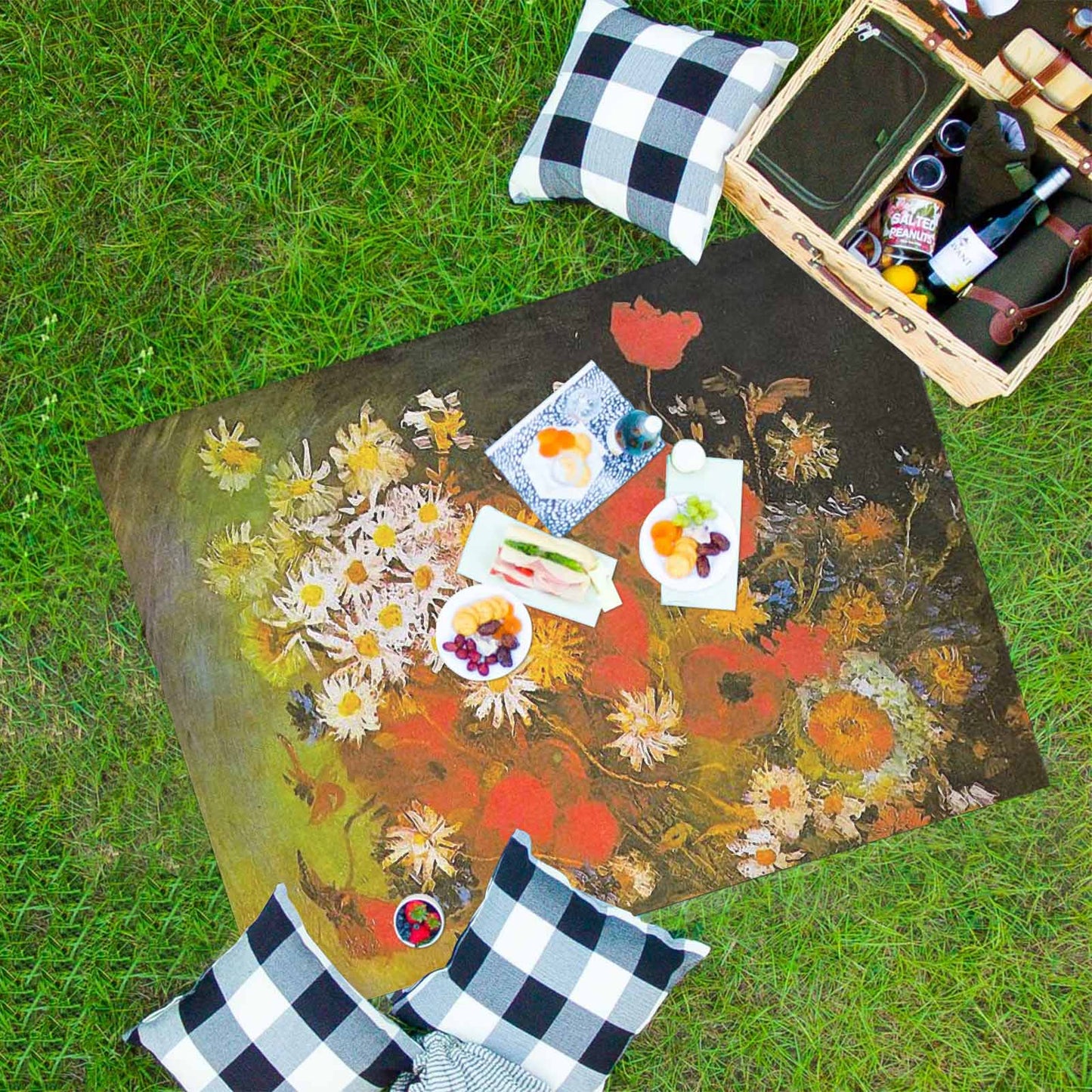 Vintage Floral waterproof picnic mat, 69 x 55in, Design 60