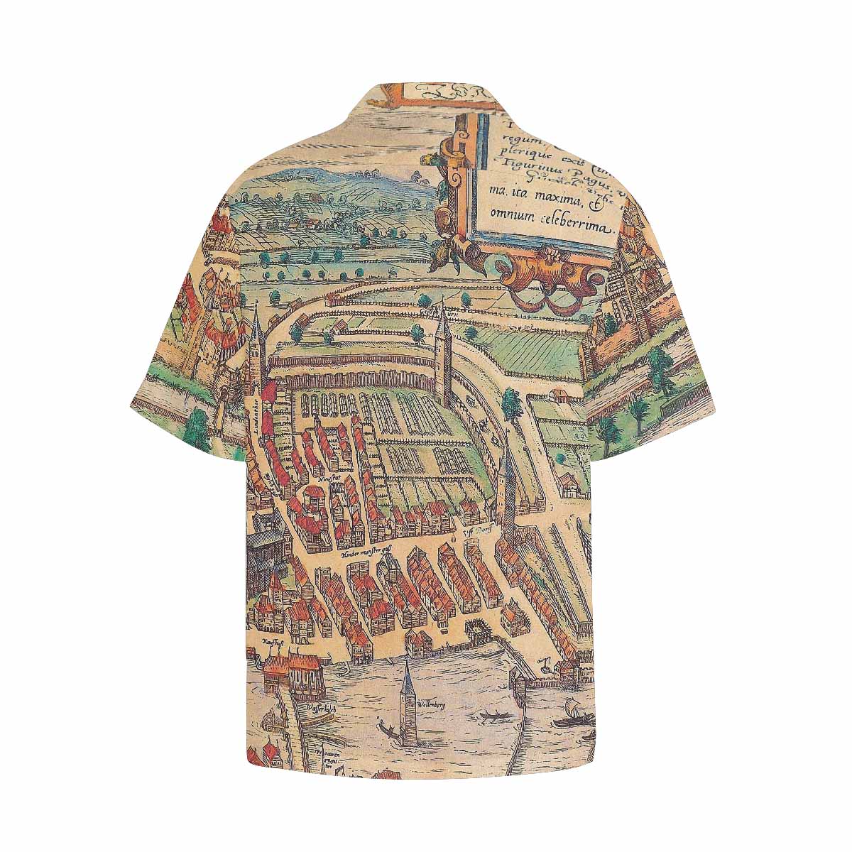 Antique Map design Hawaiian mens shirt, Design 24