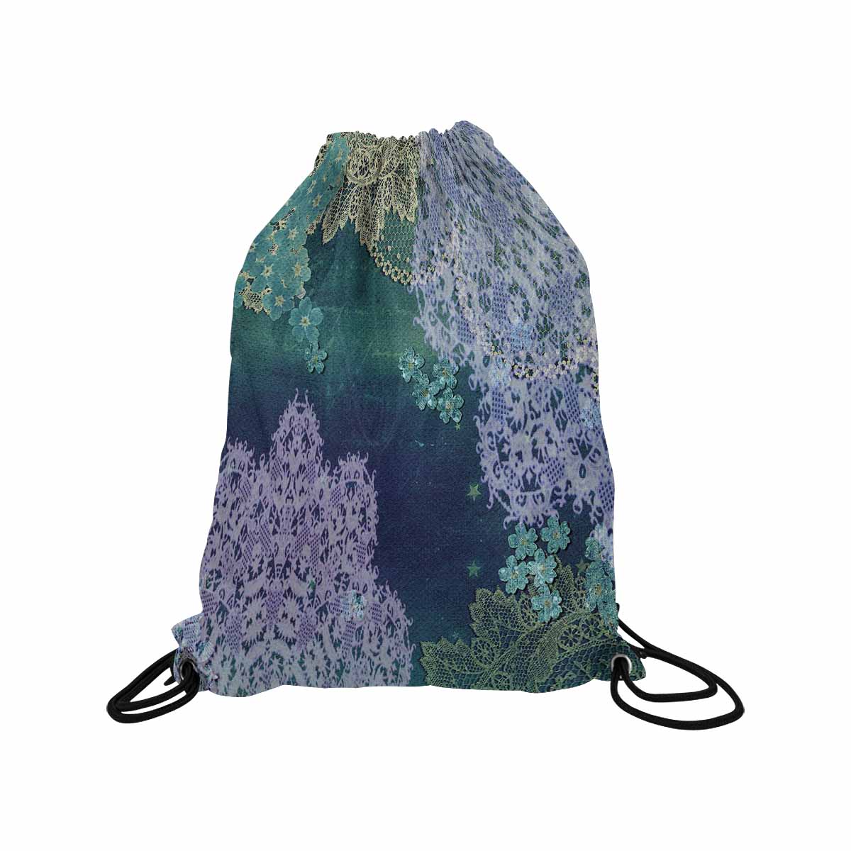 Victorian lace print, DRAWSTRING BAG, MEDIUM, design 05