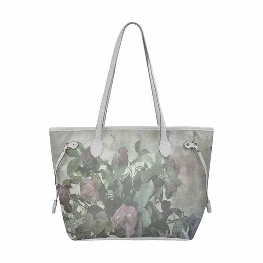 Vintage Floral Handbag, Classic Handbag, Mod 1695361, Design 23 WHITE TRIM